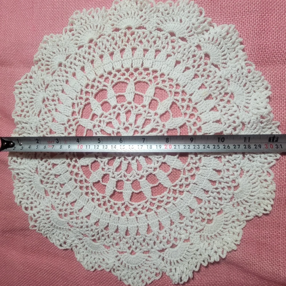 Lacey Handmade Doilies White Vintage